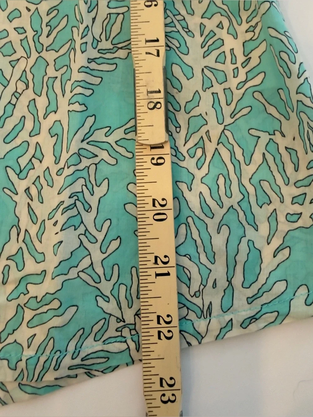 Tory Burch Aqua and White Coral-Print Button Down Utility Shirt Size 2